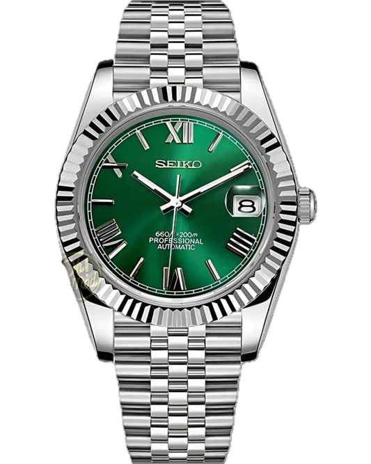 Seiko Datejust Números Romanos Verde