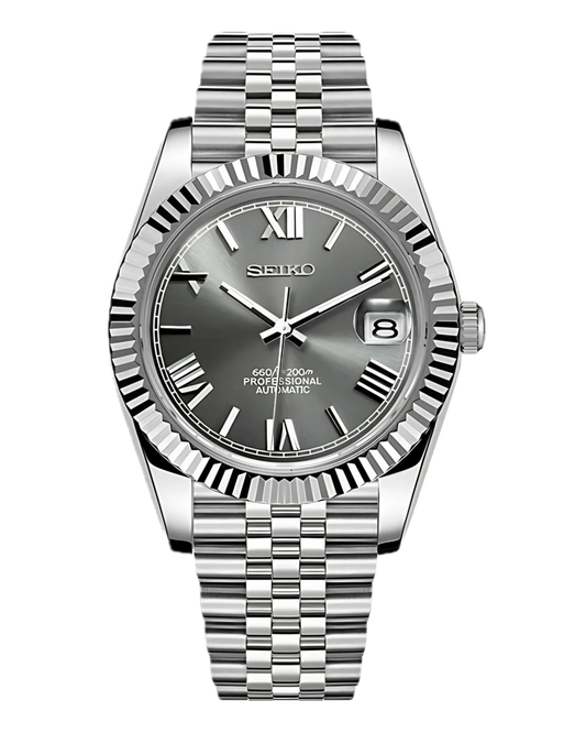 Seiko Datejust Números Romanos Gris